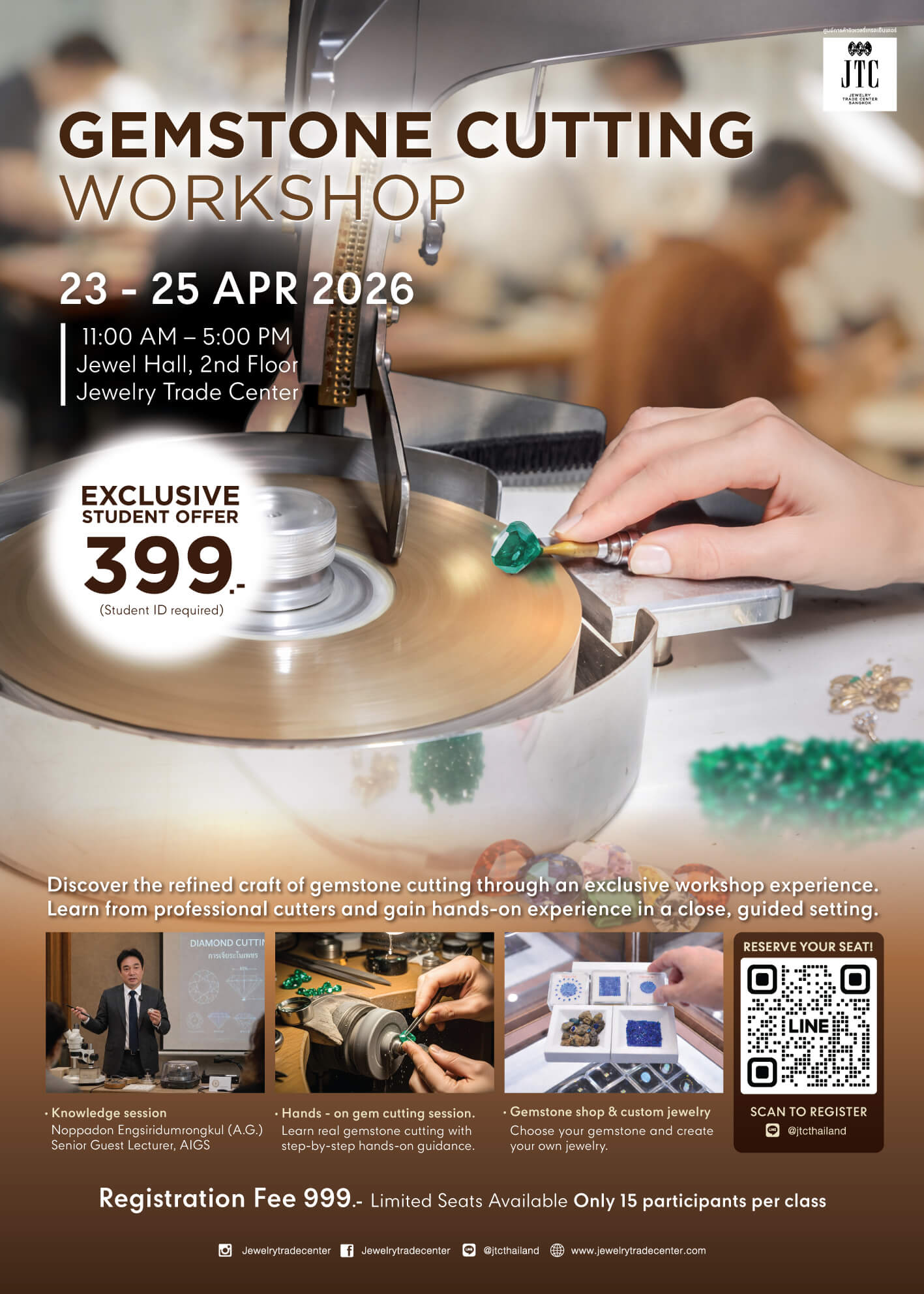 Gemstone Cutting and Polishing Workshop 2026 - April 23–25, 2026 - Jewel Hall, 2nd Floor, Jewelry Trade Center